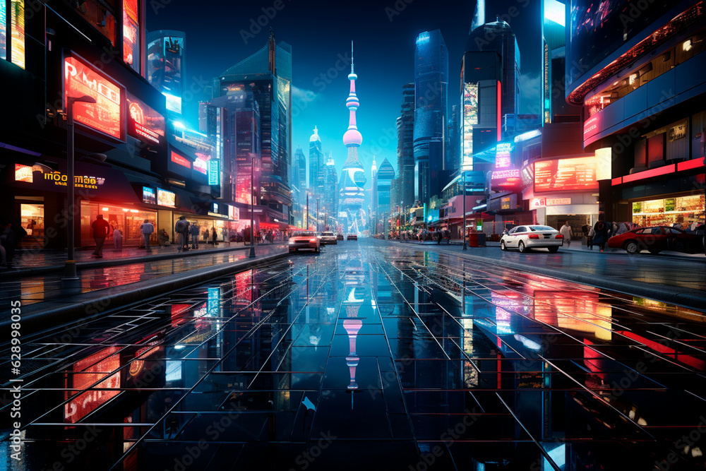 futuristic city scene. abstract background,Generative AI	