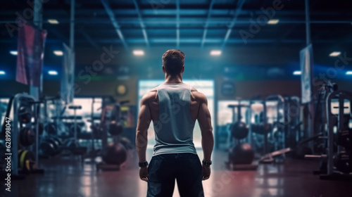 Fotografia un homme de dos qui s'entraine à la salle de sport, fitness, musculation