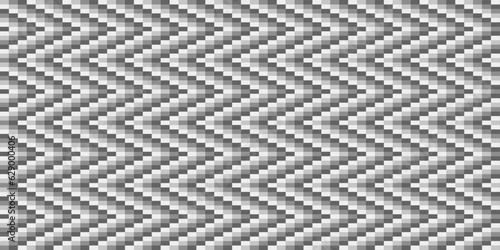 Gray pixel endless chevron. Zigzag gray square pattern. Design for textile, fabric, clothing, curtain, rug, batik, ornament, background, wrapping. Vector. Seamless.
