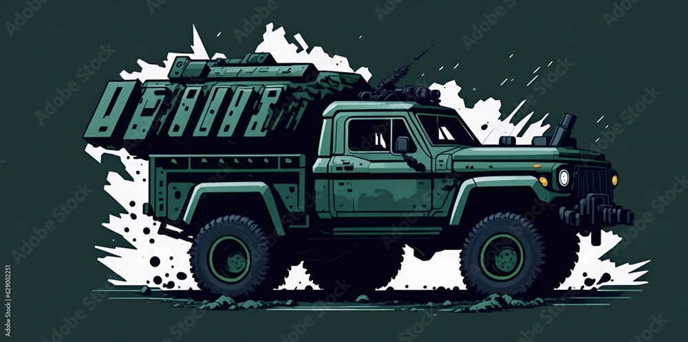 Obraz premium Military SUV Truck car. AI generated illustration