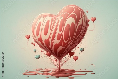 Heart-shaped balloon illustration for Valentine's Day decor and design. Generative AI