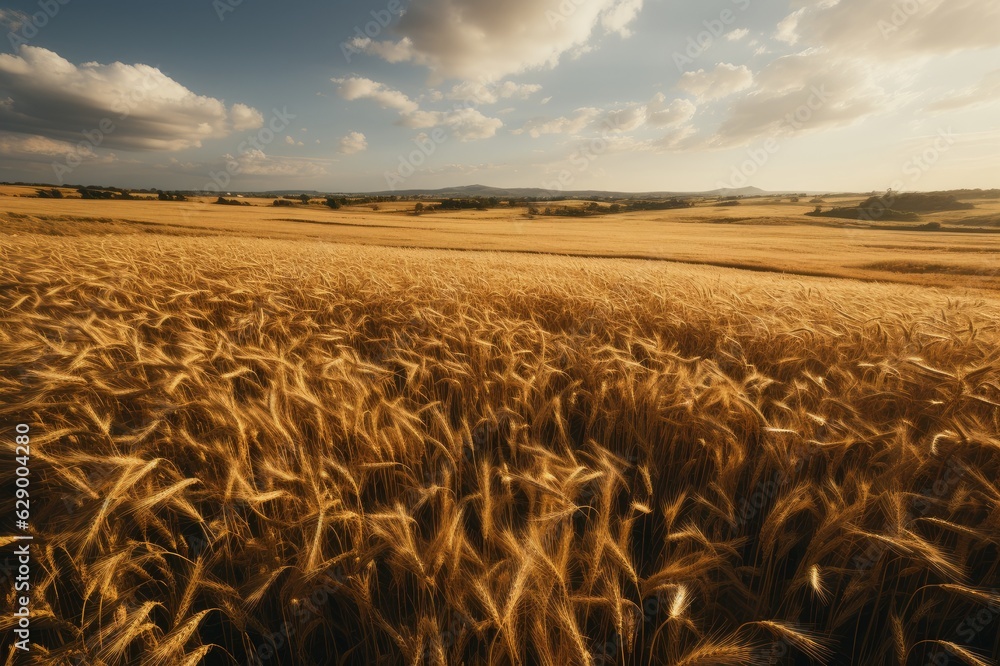 Naklejka premium Golden Rays and a wheat field.