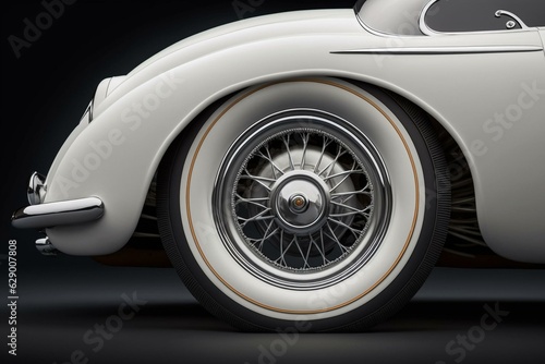 A white car's wheel and fender. Generative AI © Aisha