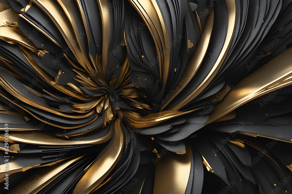 3D Abstract Wallpaper Black and Gold Color Scheme 3D Abstract Wallpaper Black and Gold Color Scheme