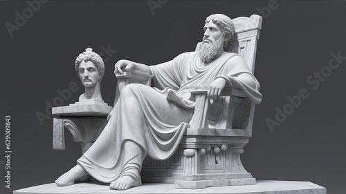 Illustration of Marble Sculpture of a Stoic Philosopher, representing Philosophy and Stoicism