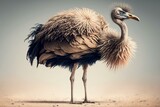 An ostrich bird standing tall with its long neck, fluffy feathers, and strong legs. Generative AI