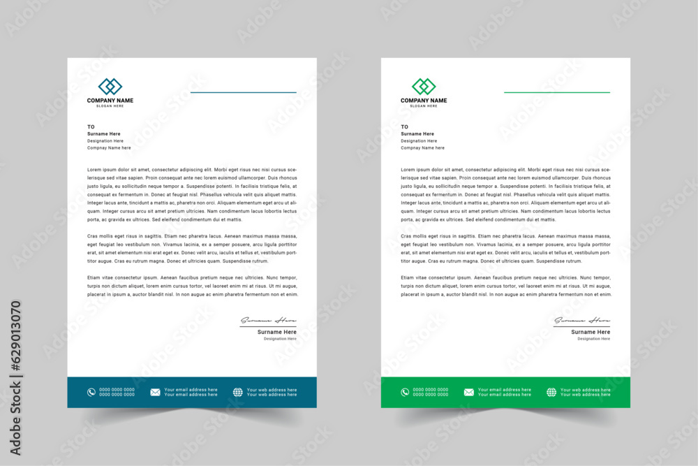 Modern Corporate Business Letterhead Design Template With Red, Blue, Green and Yellow Modern Corporate Business Letterhead Design Template With Red, Blue, Green and Yellow