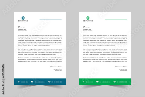 Modern Corporate Business Letterhead Design Template With Red, Blue, Green and Yellow
