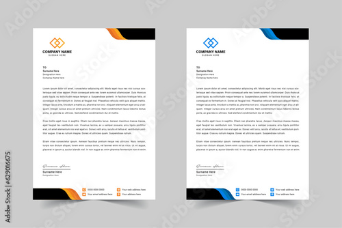 Modern Corporate Business Letterhead Design Template With Red, Blue, Green and Yellow