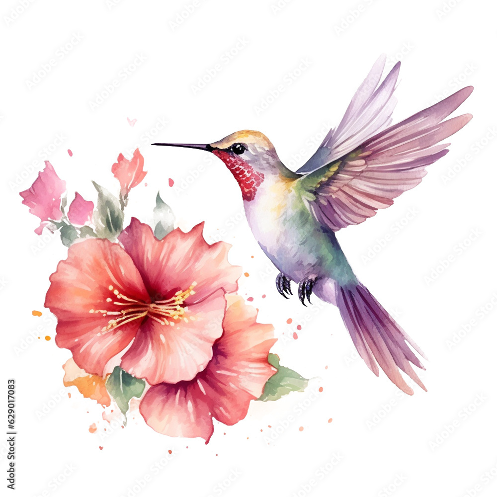 Fototapeta premium hummingbird and flowers