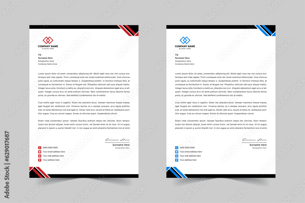 Modern Corporate Business Letterhead Design Template With Red, Blue, Green and Yellow