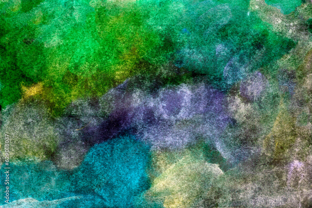 Green blue brown hand-drawn watercolor background Hight quality