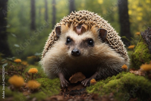 hedgehog in the forest, ai generator