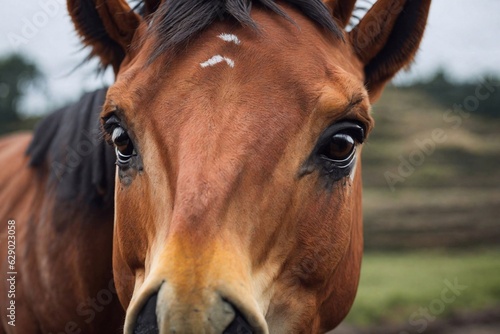brown horse in the field, ai generator  © HannaBg