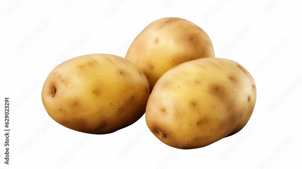 Two Potatoes on White Background: Fresh and Nutritious Root Vegetables - Generative AI Two Potatoes on White Background: Fresh and Nutritious Root Vegetables - Generative AI