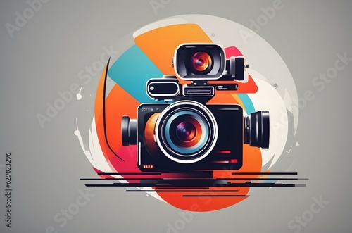 A camera on a white background Generative AI