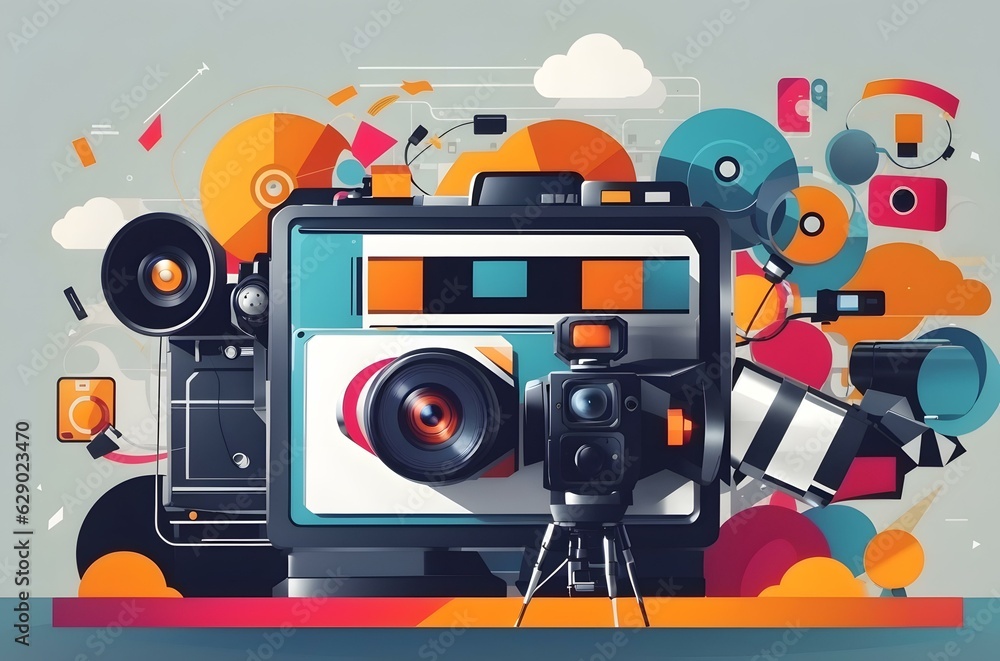 Obraz premium A close-up of a camera Generative AI