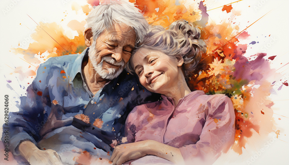 Alzheimer's Dementia survivors  65 years old seniors  couples - obrazy, fototapety, plakaty 