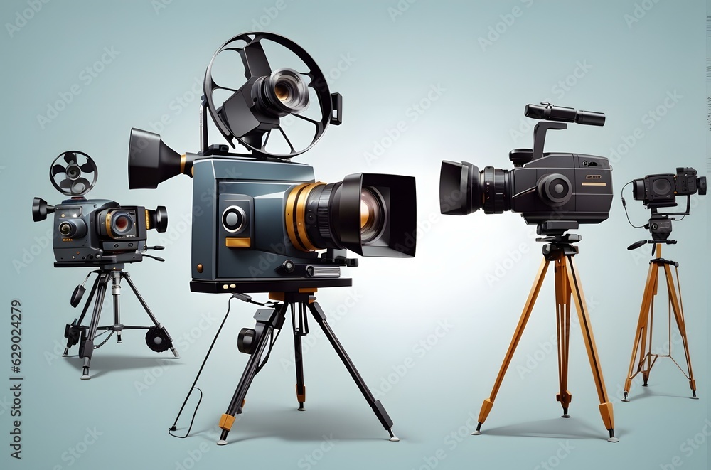 Obraz premium A camera on a tripod Generative AI