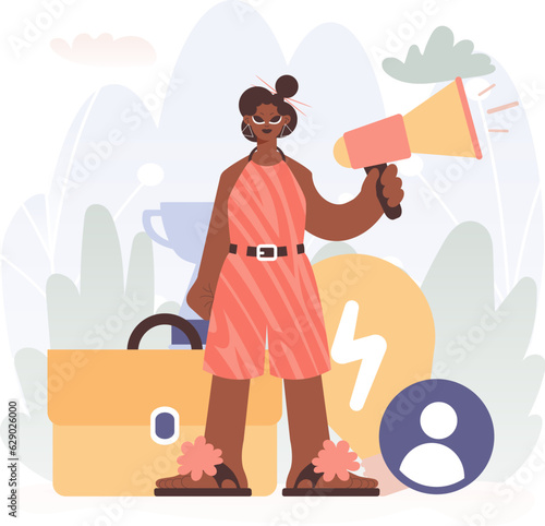 Unending woman Holding a Enhancer, Signaling Work Openings, Resonating with Career Needs and Locks internal parts the Travel for the Idealize Work.