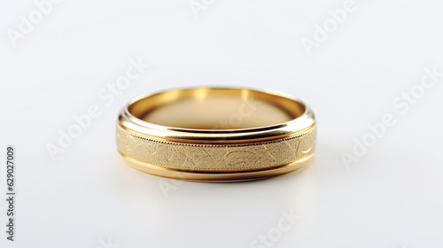 gold wedding ring isolated on white background close-up. Generative Ai. 