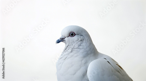 dove head close-up on a white background. Generative Ai.  © PETR BABKIN