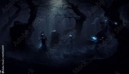 Bosque oscuro, tenebrosidad, Halloween.