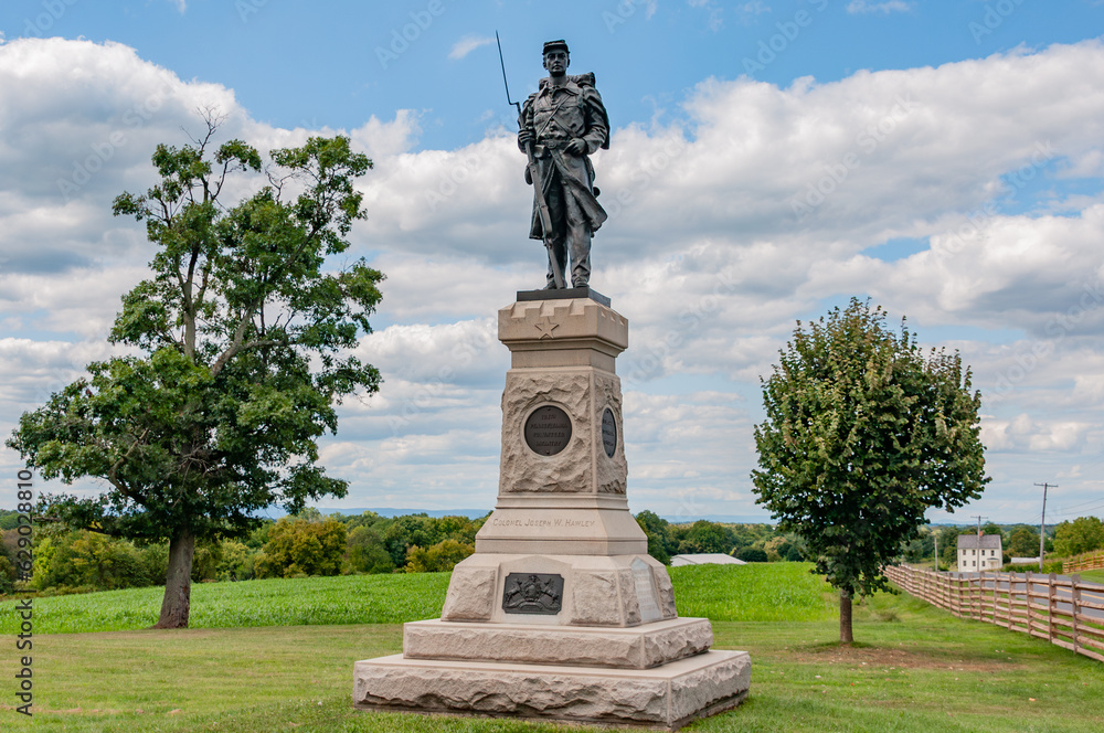 124th Pennsylvania Volunteer Infantry Regiment Monument, Antietam National Battlefield, Maryland USA