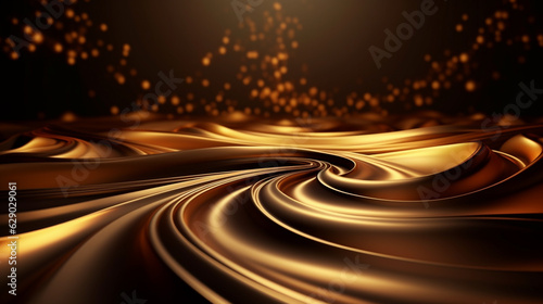 abstract background with smooth golden lines. Generative Ai. 