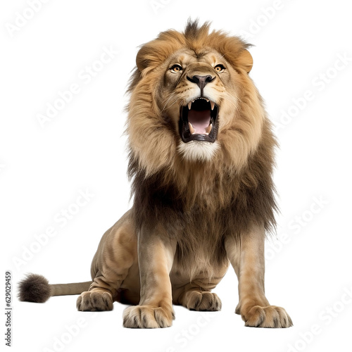 male lion isolated on white background