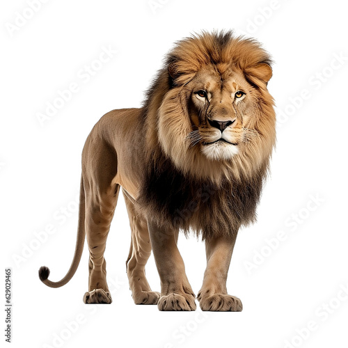 male lion isolated on white background