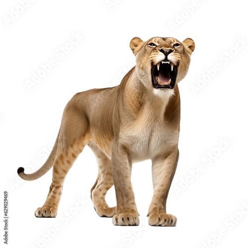 female lion lioness lion isolated on white background