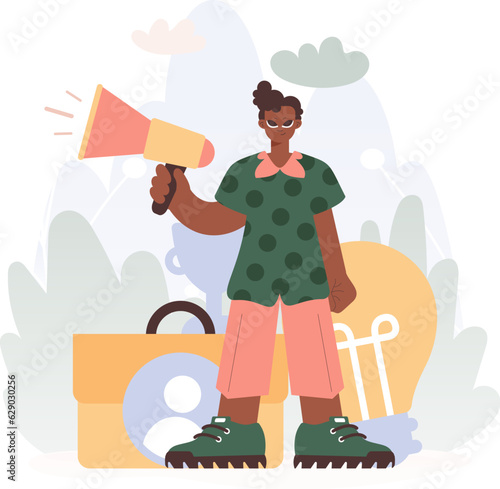 Man Holding a Intensifier, Signaling Work Openings, Reverberating with Career Targets and Engaging the Travel for the Come full circle Work.