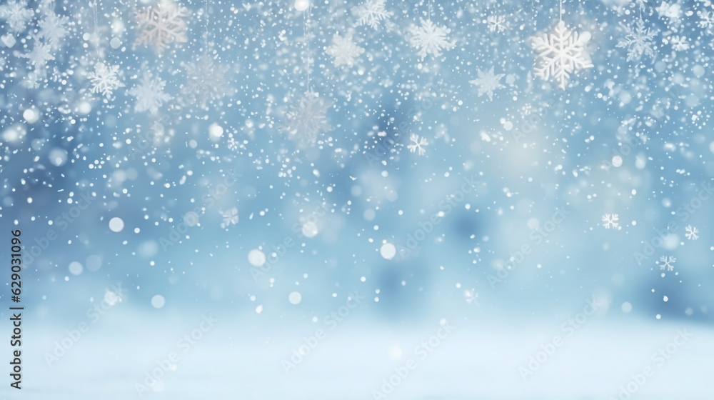 christmas background with snowflakes. Generative Ai. 