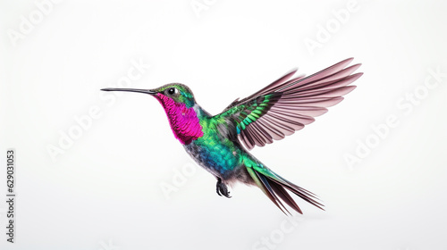 beautiful hummingbird with spread wings on a white background. Generative Ai.  © PETR BABKIN