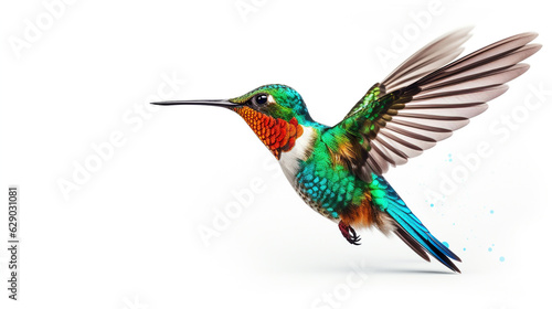 hummingbird on white background. Generative Ai.  © PETR BABKIN