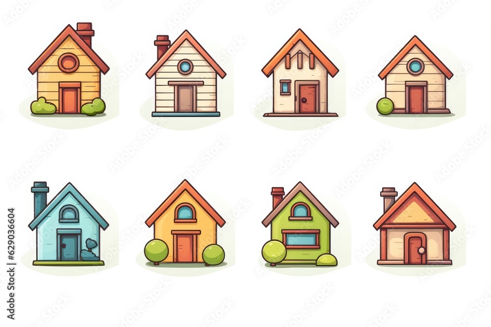 Simple monochrome house icon set Simple monochrome house icon set