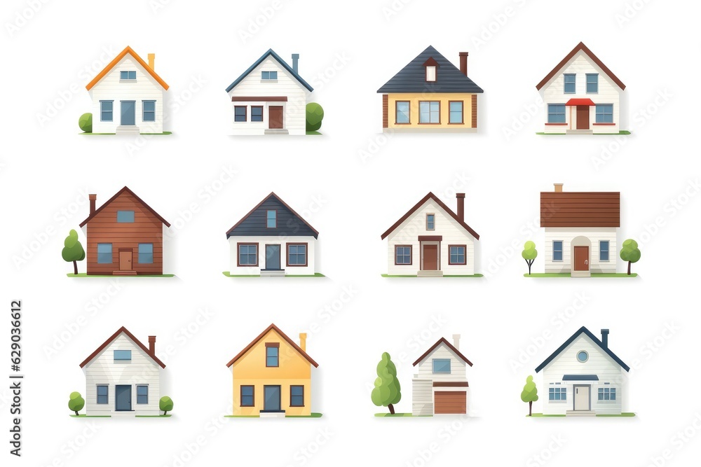 Simple monochrome house icon set Simple monochrome house icon set