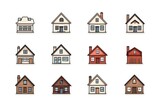Simple monochrome house icon set