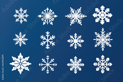 Winter snow flakes doodles vector, christmas