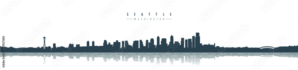 seattle city skyline washington usa horizontal vector illustration	