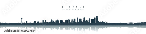 seattle city skyline washington usa horizontal vector illustration	