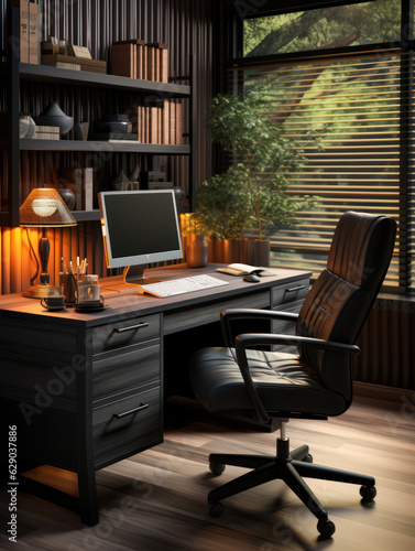  Contemporary black style office desk 