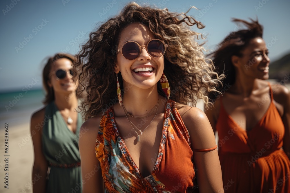 Funny girls on the beach in summer Funny girls on the beach in summer