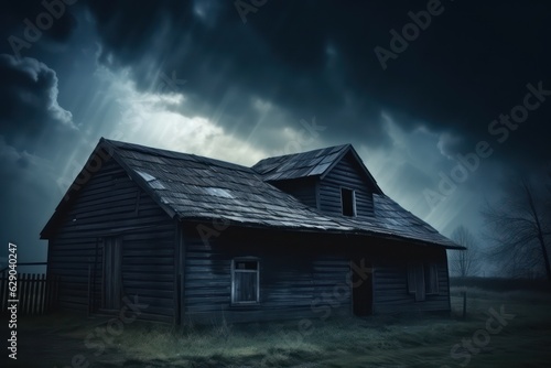 Old american type wooden house. Horror house