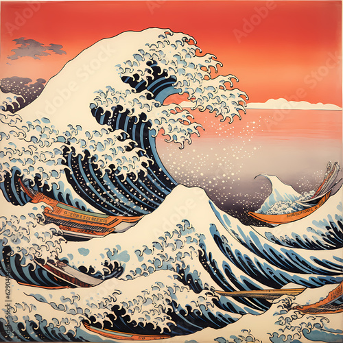 generative ai, Ukiyo-e Waves: Japanese Woodblock Art