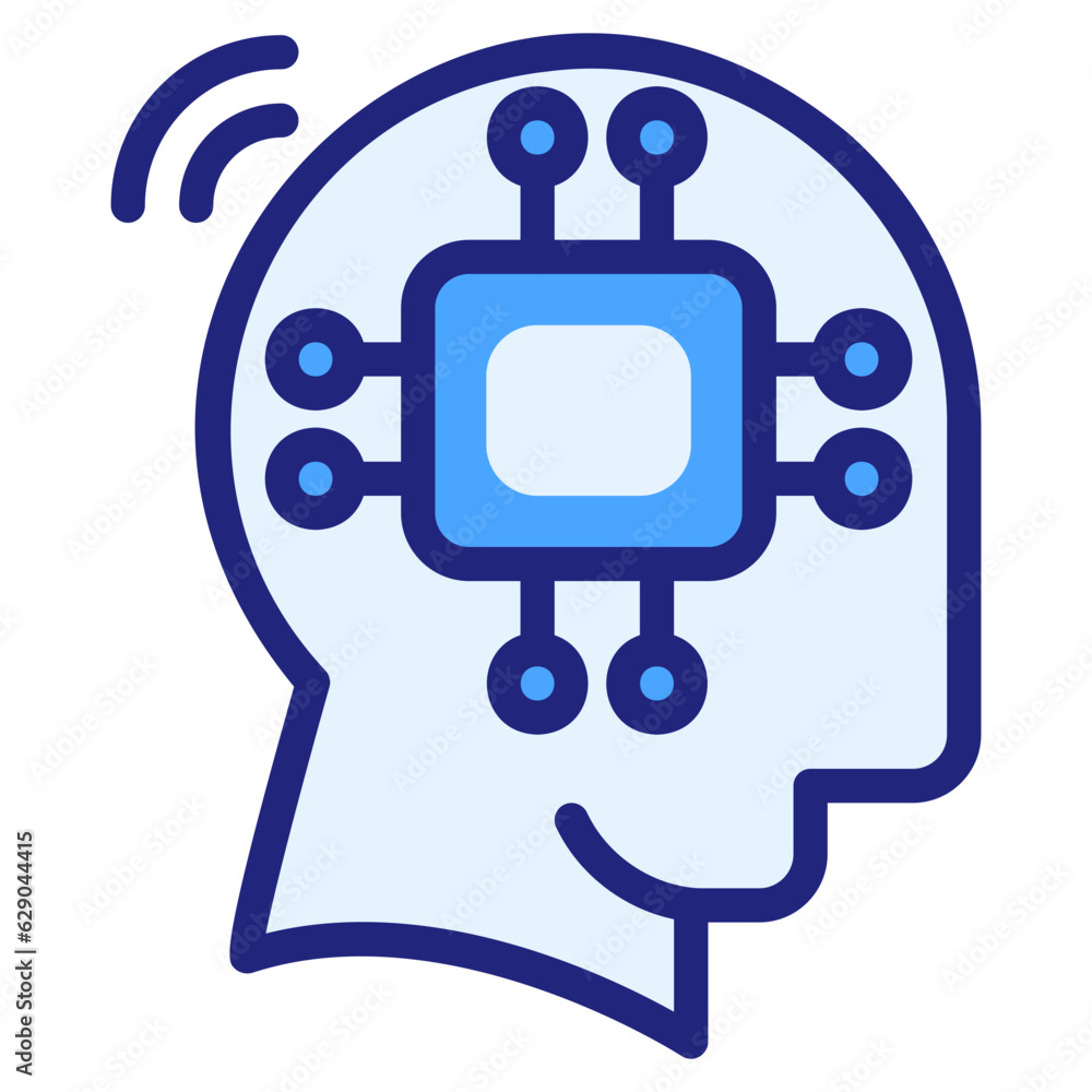 Artificial intelligence blue icon Artificial intelligence blue icon