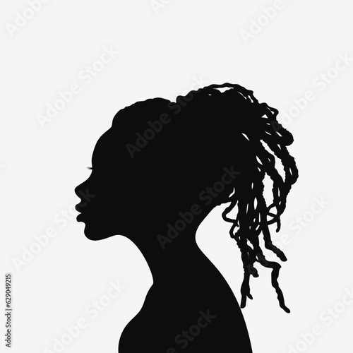 African American woman profile. Black silhouette. Vector illustration