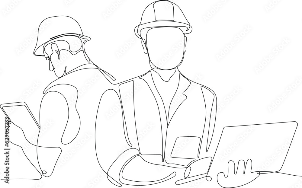 construction manager and engineer working on building site. Vector illustration construction manager and engineer working on building site. Vector illustration