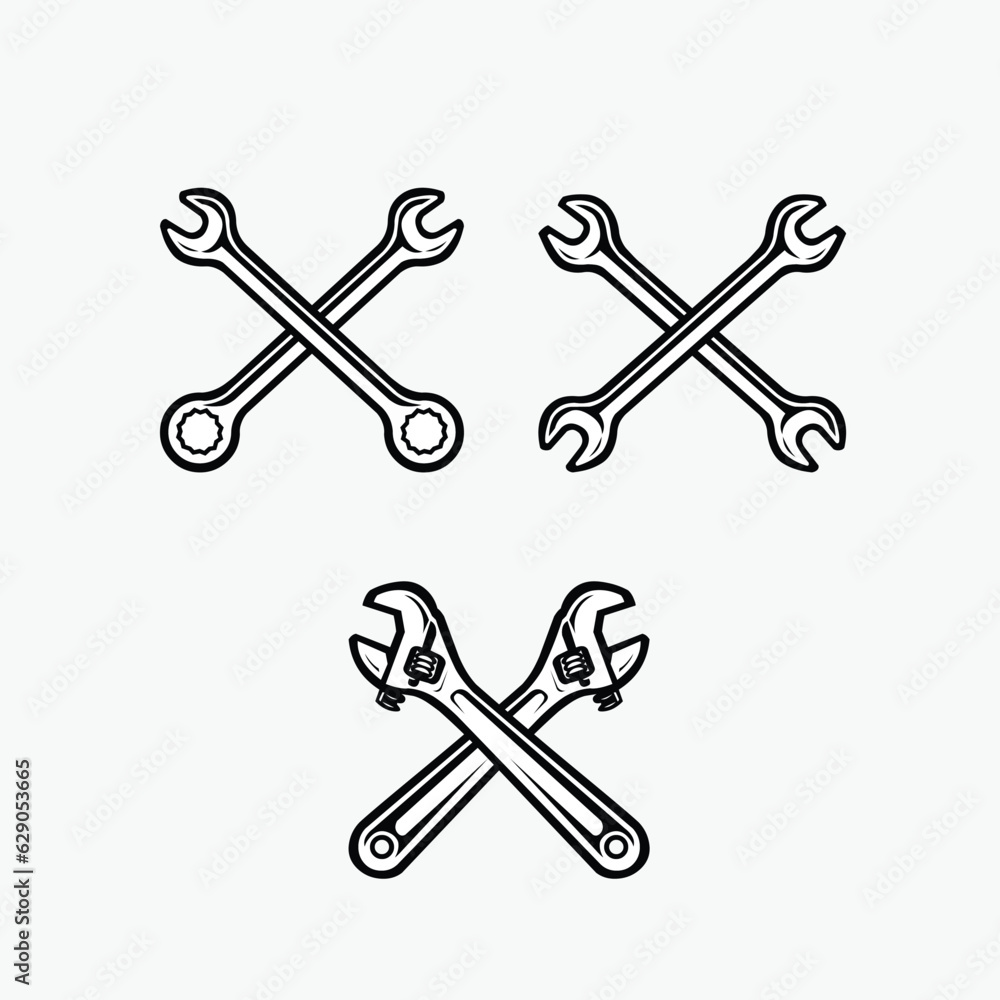 Crossing Wrench Tools Vector Art Vector Illustration Isolated Crossing Wrench Tools Vector Art Vector Illustration Isolated